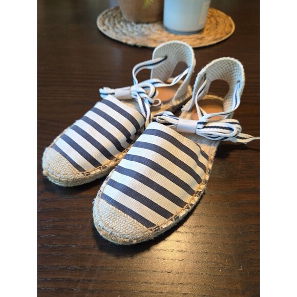 J. Crew Shoes - J.Crew Striped D'Orsay Lace Up Espadrille Sandals Navy Cream NWOB 6.5